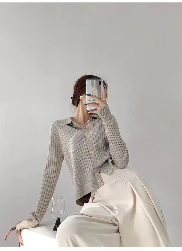 폴로 칼라 캐시미어 가디건 상세 이미지 4
