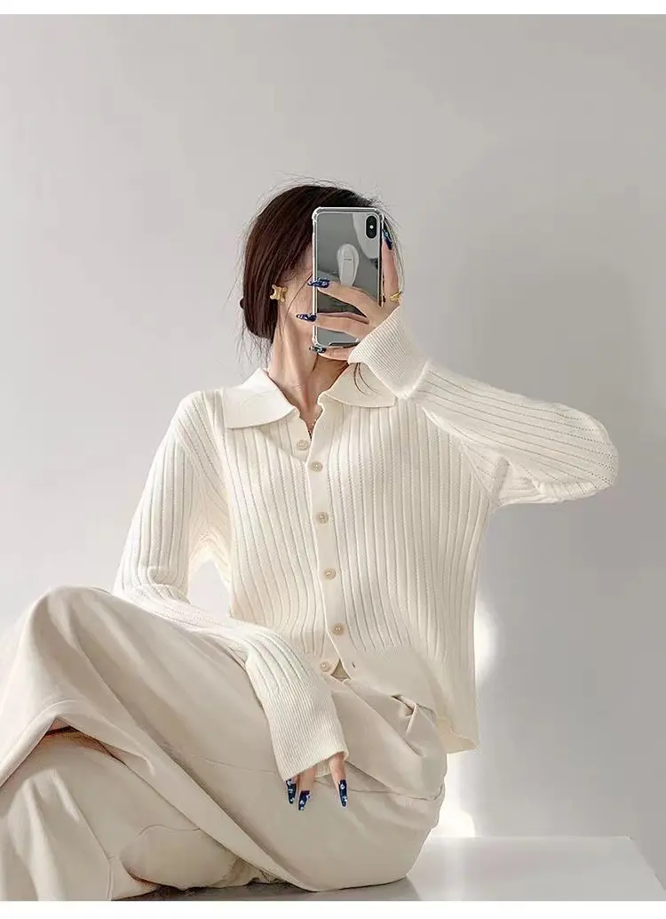 폴로 칼라 캐시미어 가디건 상세 이미지 7