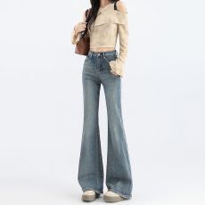 批发高腰喇叭裤百搭修身显瘦弹力减龄不贴腿喇叭裤显比例显腿长