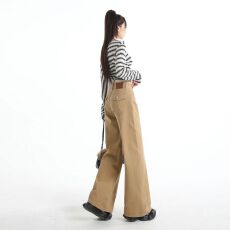 批发卡其色垂感阔腿牛仔裤<b class='q'>女</b>新款美德拉宽松显瘦直筒拖地裤