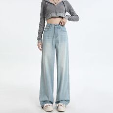 2026春装新款直筒裤阔腿裤女装牛仔裤长裤，加长裤