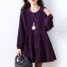 批发实拍大码女装2025秋<b class='q'>冬</b>新款圆领雪尼尔显瘦百搭高级感上衣裙