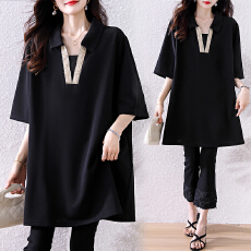 批发大码女装2026春夏装胖mm300斤简约重工刺绣长款<b class='q'>衬衫</b>领上衣