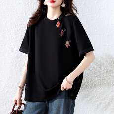 批发实拍大码女装2026夏季新款设计感钉珠胖MM时尚百搭显瘦T恤