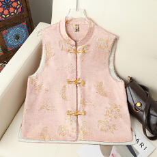 批发新中式国风提花马夹女2026春季新款立领盘扣<b class='q'>百搭</b>背心坎肩马甲