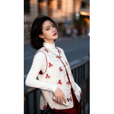 批发新中式国风双面穿马甲女2026春季新款提花坎肩外套复古上衣背心