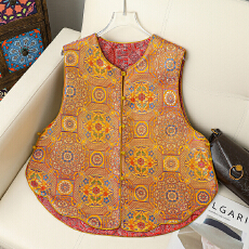 批发新中式高端宋锦双面穿马甲背心女2026年新国风爆款唐装上衣