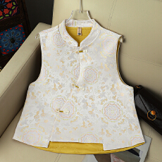批发精致高端时尚气质新中式马甲2026春季款复古国风提花盘扣外搭背心