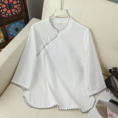 批发中国风女装春夏棉麻唐装<b class='q'>套装</b>改良旗袍上衣中式禅意茶服采耳<b class='q'>工作服</b>