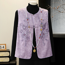 批发新款中式提花马甲2026<b class='q'>春</b>季国风重工背心坎肩上衣简约高贵