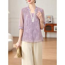 批发精致时尚设计感薄款v领超仙上衣2026夏季新款气质减龄上衣女