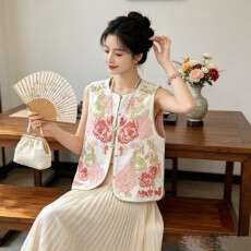 批发新中式双面穿马甲背心女2026<b class='q'>夏</b>季气质高级感提花复古国风坎肩马夹