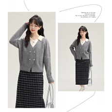 批发法式设计感休闲假两件<b class='q'>针织衫</b>女2025春季新款<b class='q'>宽松</b>显瘦百搭上衣