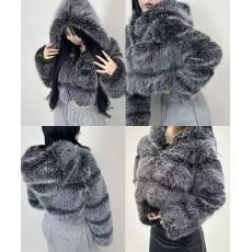 批发韩国东大门代购正品<b class='q'>女</b>装冬季短款连帽<b class='q'>皮草</b>环保毛短外套仿真<b class='q'>皮草</b>