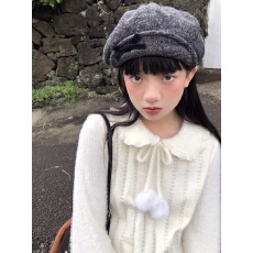 批发嘿山姥姥 娃娃领兔毛毛球打底衫女<b class='q'>秋</b>冬甜美可爱软糯柔软针织上衣