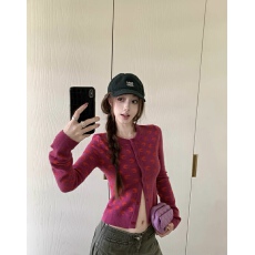 批发板栗可可Bankelili du家色！本命开衫！韩系小众月牙提花针织开衫