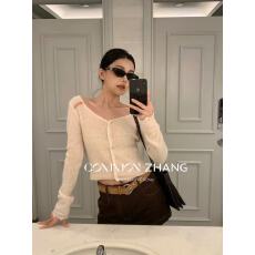 批发CZ ZHANG早春甜美撞色羊毛针织<b class='q'>开衫</b>女亲肤羊驼绒毛衣打底衫
