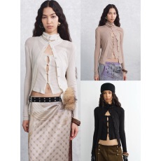 批发【堆领两件套】I'm still in建筑物里高弹纯棉混搭打底上衣<b class='q'>秋</b>开衫