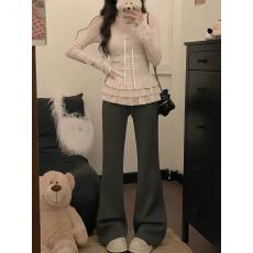 批发2026春<b class='q'>秋</b>小众韩系纯色时尚纯欲风辣妹上衣设计感蝴蝶结长袖ins潮