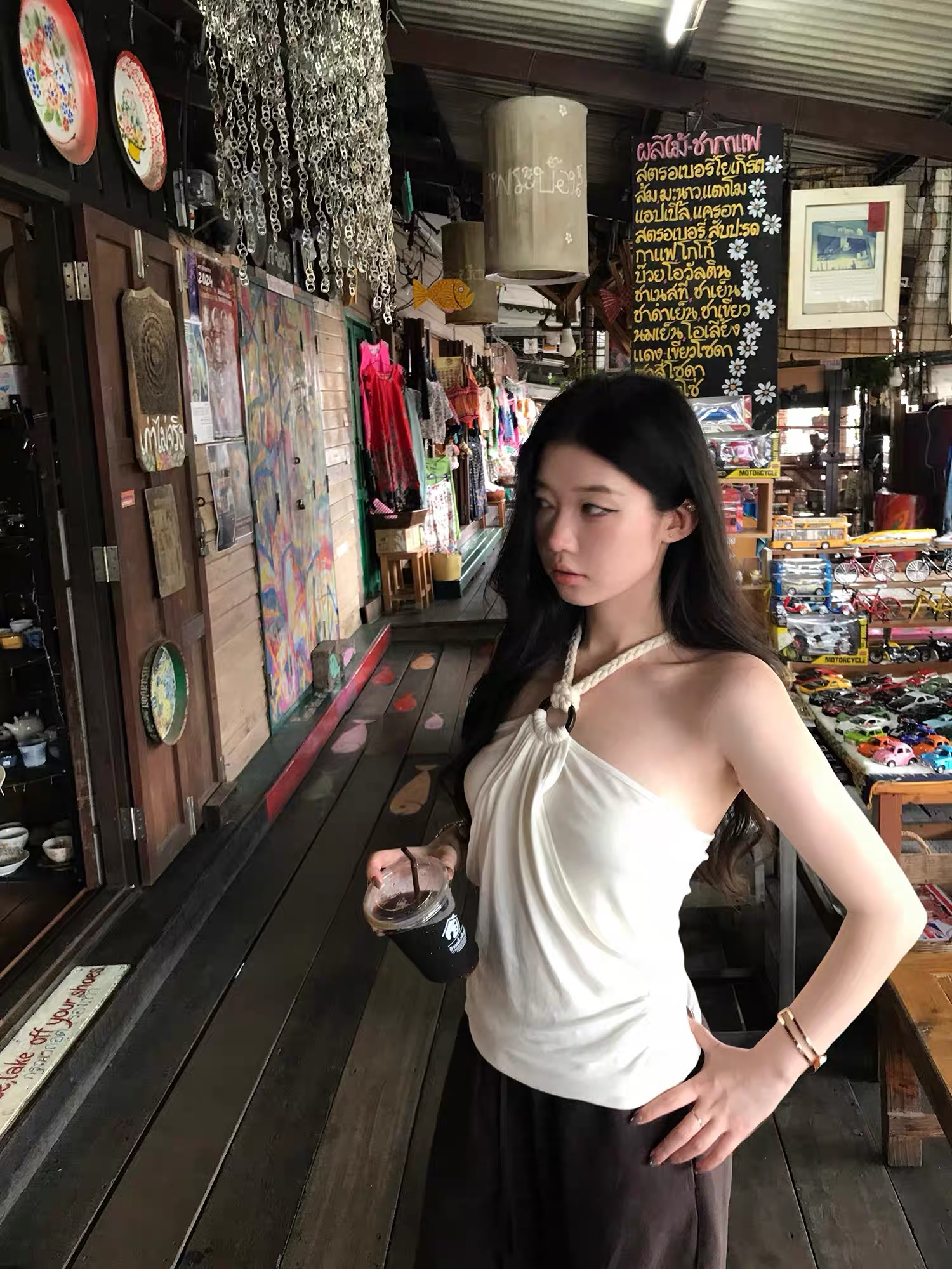 RY1780# sheepland海岛假日 天丝羊毛麻绳挂脖吊带背心女夏露背抹胸上衣