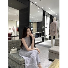 批发OKMASHOP 温柔滤镜 紫色针织<b class='q'>连衣裙</b>女春气质裙子修身背心收腰长裙