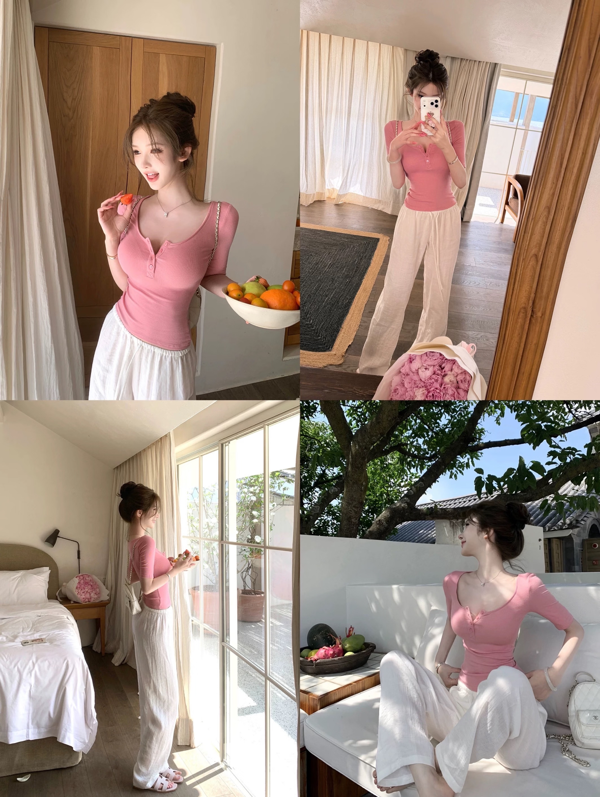 04 28 jmshop 타운 가게 일 부드러운 욕망 끓인 물 프로 피부 주간 실크 양모 반팔 티셔츠