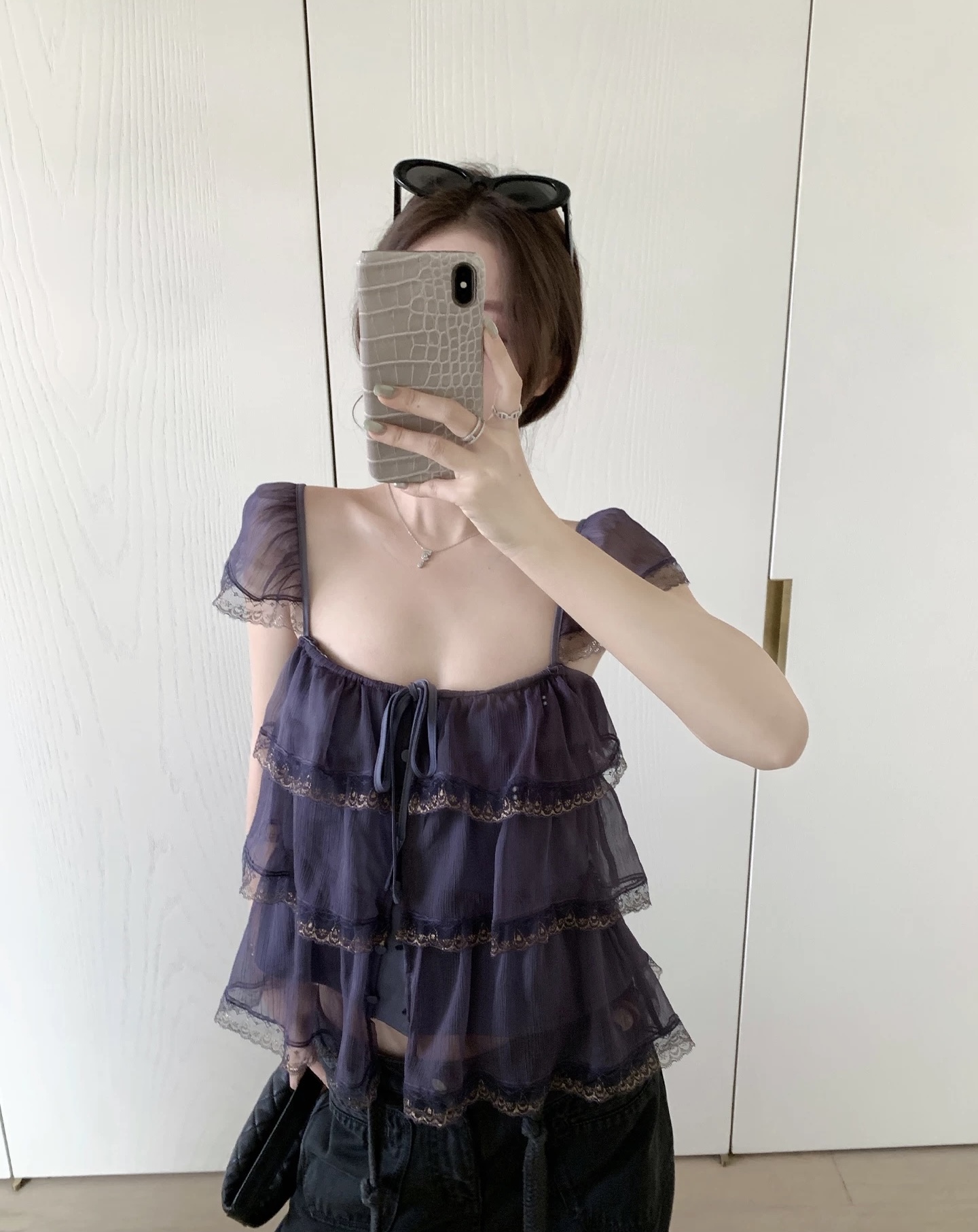밤나무 코코아 bankelili 팬 바다 리건 프릴 레이스 계층의 감각 작은 날다 소매 광장 칼라 슬립 여성