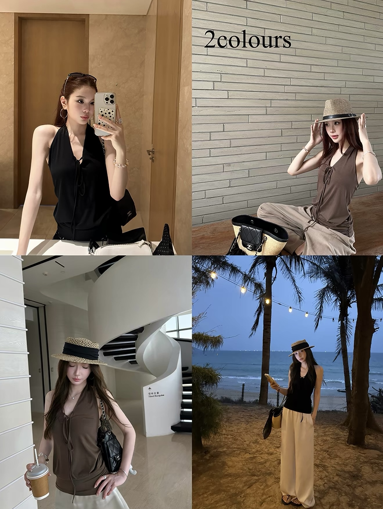 goo goo eyes 라이 경기 서울 V넥 레이스업 캐미솔 여름 편안함 외출용 오프숄더 행침 목 맨위