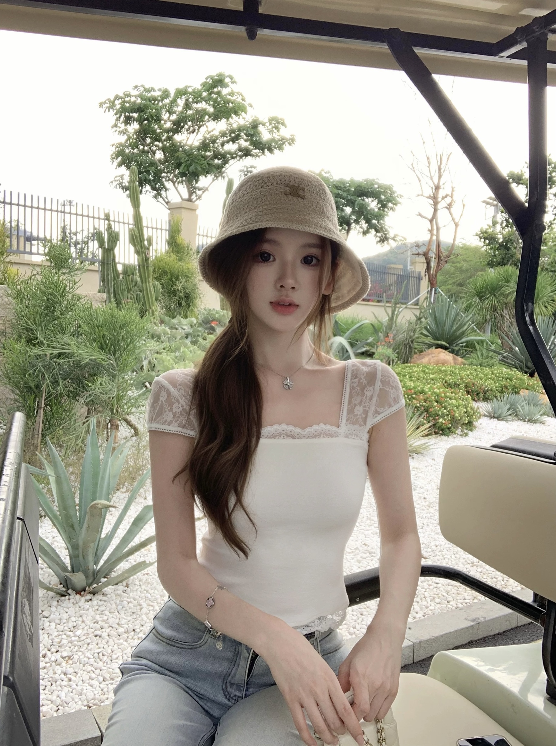 q 여자 집 신제품 95 접기 부드러운 마음 작은 t 삼색 레이스 레이스 주간 실크 모달 긍정적 인 어깨 티셔츠 맨위