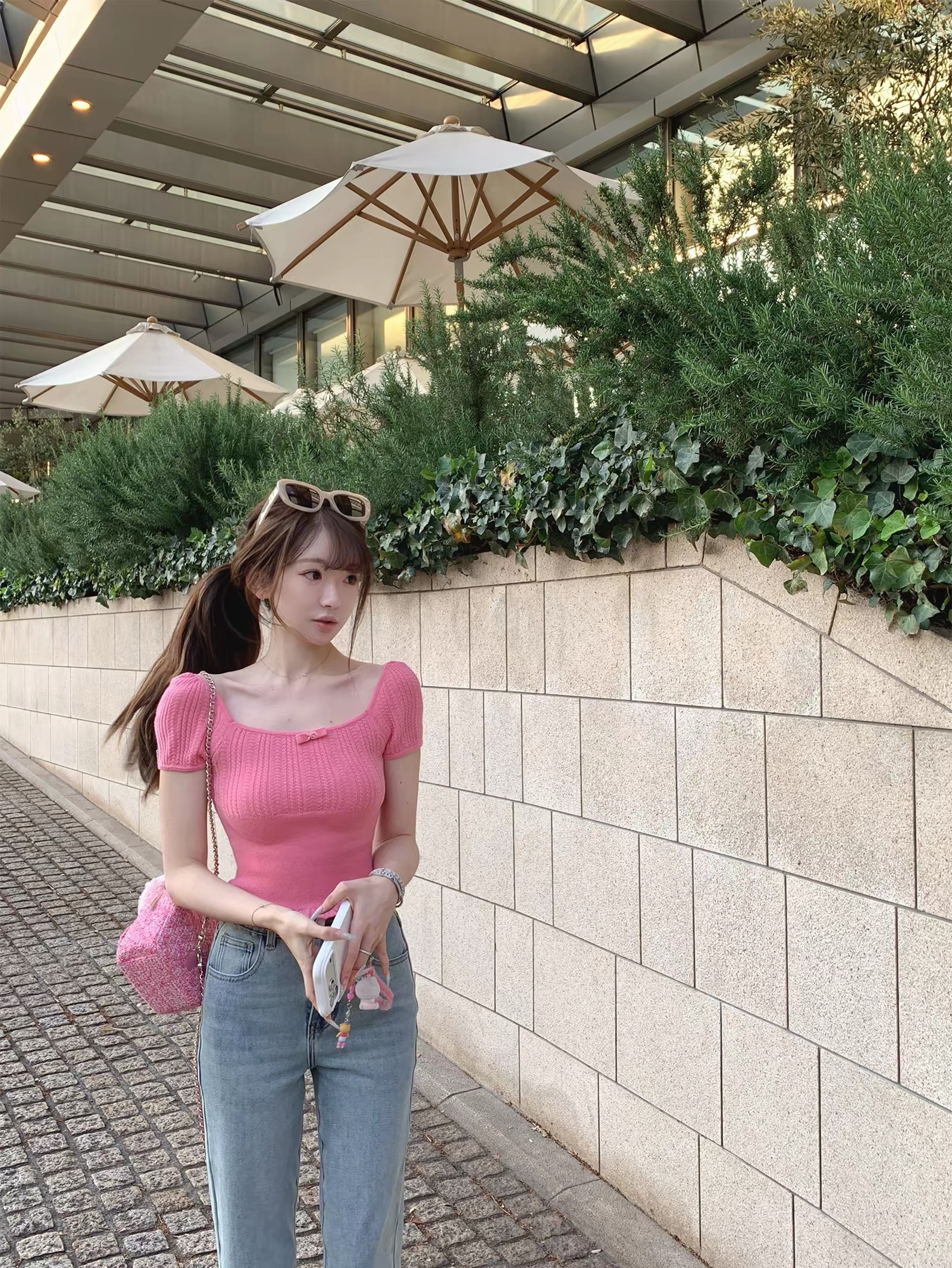 trois couleurs 여름 하우스 개체 중년 miu 시리즈 전체 양모 얇고 가벼운 섬세한 니트 반팔