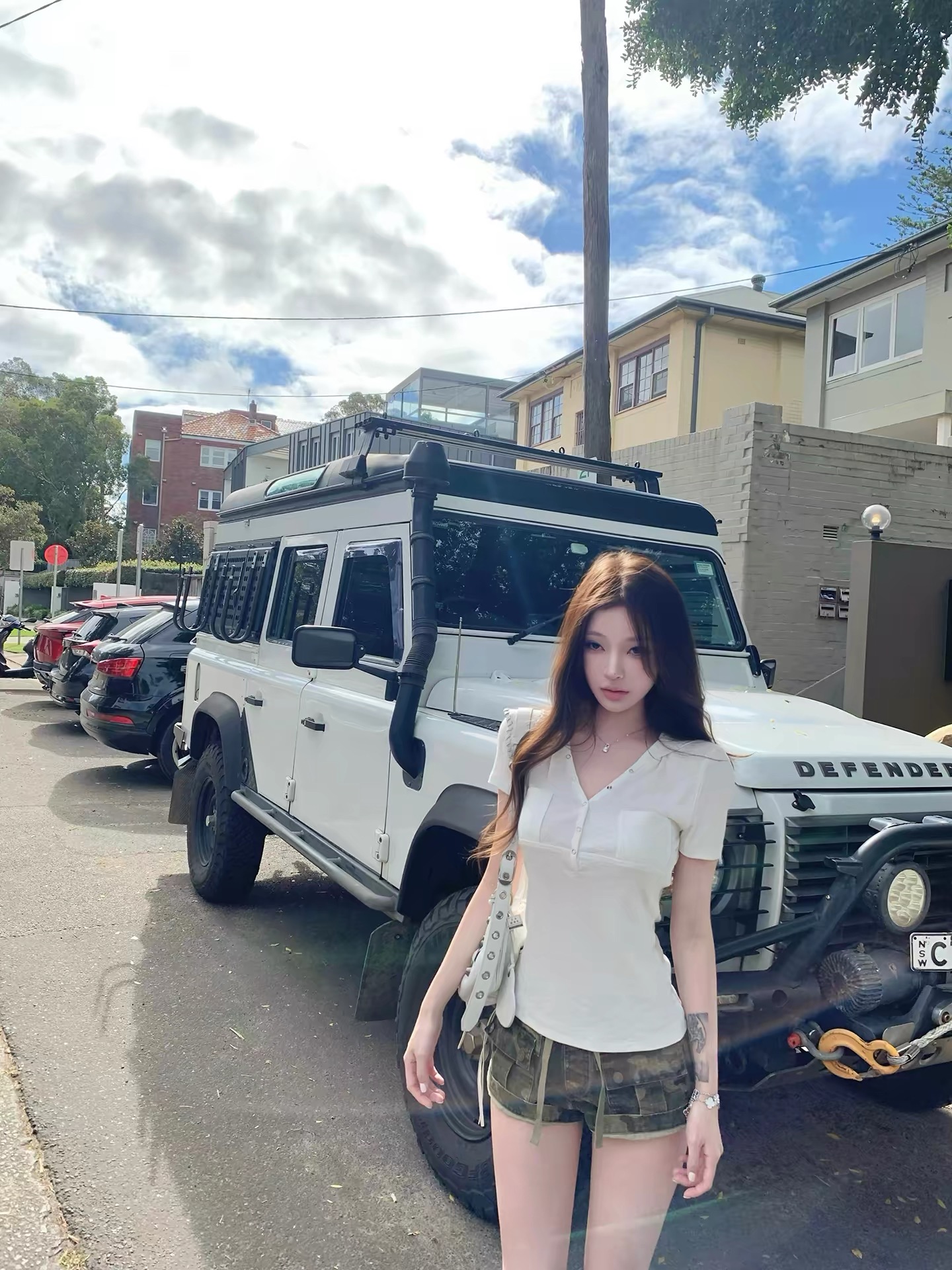 suuuicee 레몬 소다 후드 헨리 칼라 디자인 품격 캐주얼 반팔 t 다용도 몸매 가꾸기 맨위