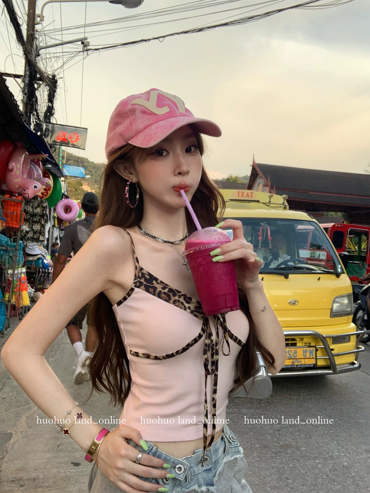 huohuo 5 9 20 점 켜기 새로운 85 접기 레오파드 무늬 복숭아 복숭아 달콤한 차가운 가져 가라. 레오파드 무늬 패치워크 슬립
