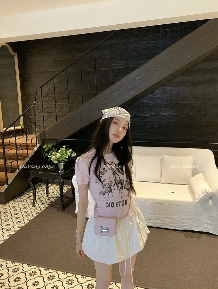 지구 Ouyang 로스 앤젤레스 summer 보존 t0p 말 카드 용 색상 시스템 아메리칸 전후 프린트 반팔 티셔츠