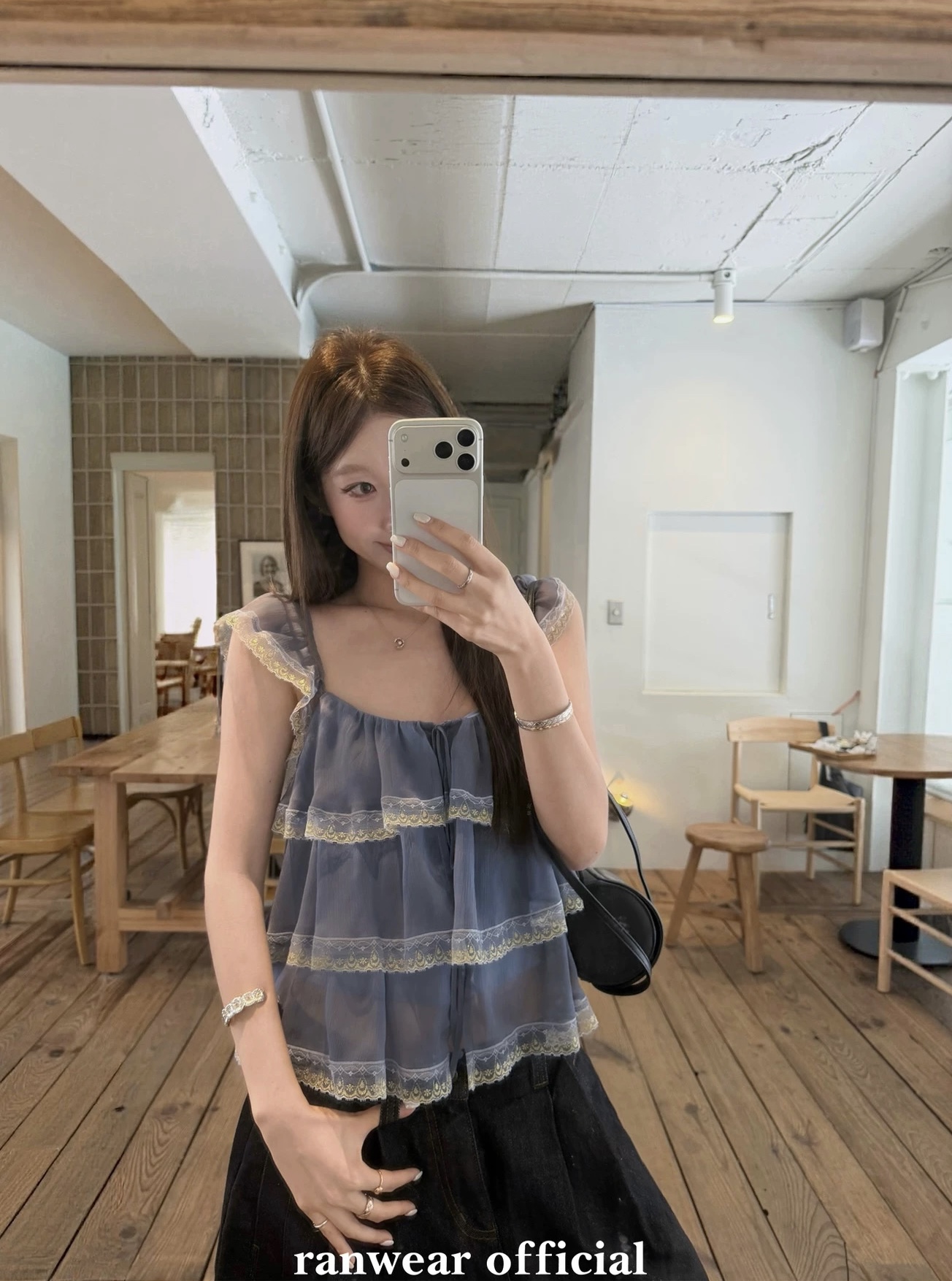 ranwear 주요 추진력 하트 비트 순간 무거운 작업 세트 염색 빛 럭셔리 철자 레이스 광장 칼라 요정 가스 작은 날다 소매 맨위