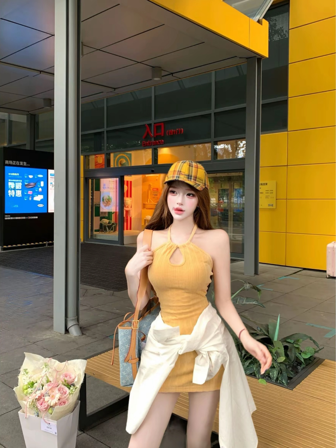 루이 茜 웨이 Sher S 섬 사랑 여름 ins 바람 오리지널 디자인 드레스 r2708l