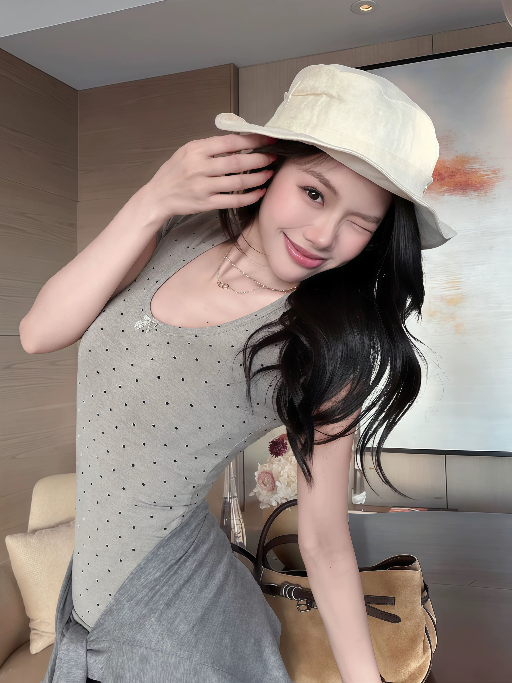 랴오리아오 아니요 코골이 활력 우우 tee 도트 무늬 V넥 여름 나비 디자인 미니멀리즘 티셔츠 몸매 가꾸기 다용도 짧은