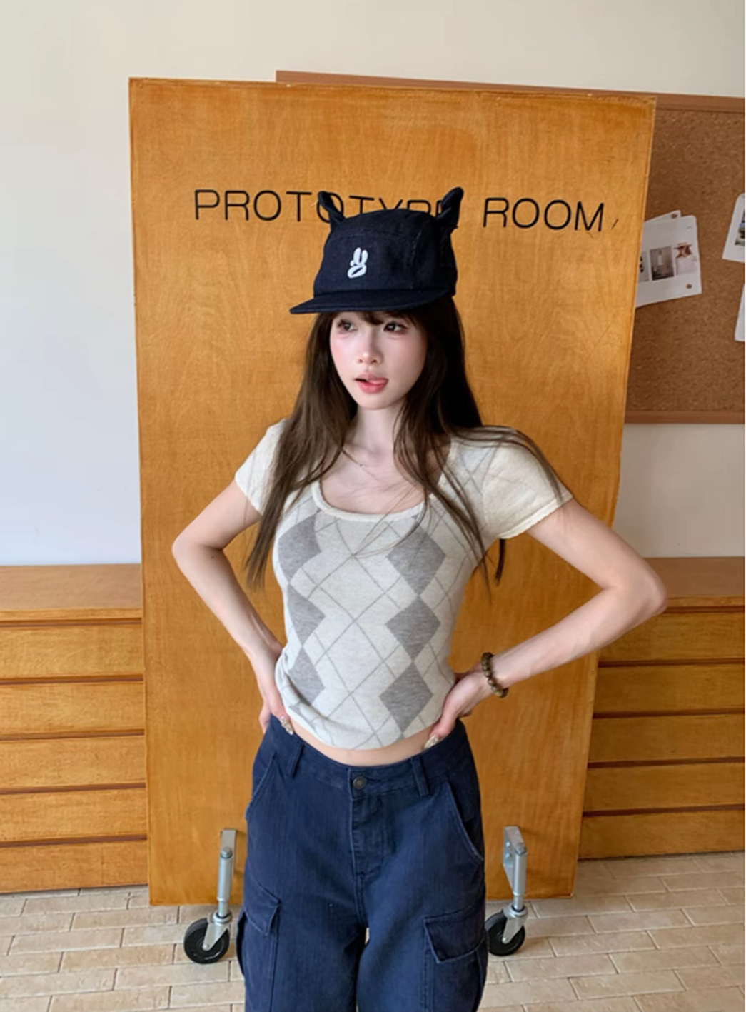 보물 코코넛 소녀 순수한 욕망 스웨터 유럽과 미국 팬 가장자리 그리드 달콤함 여성 몸매 가꾸기 슬림해 보이는 맨위 2252