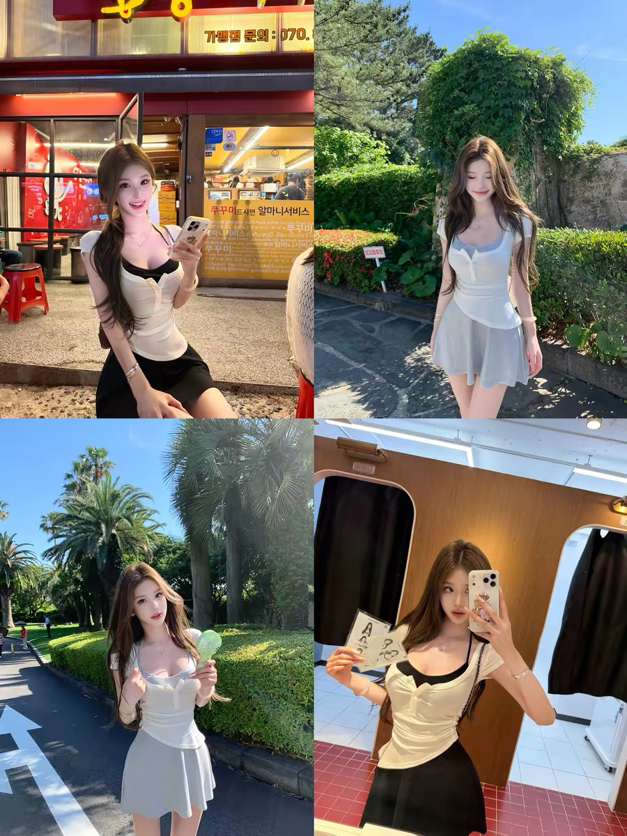 06 17 jmshop 프라임 프라임 아름다움 센스 주간 실크 양모 u 칼라 비스듬한 진자 티셔츠 순수한 욕망 행침 목 니트 치마 세트