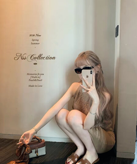 nss collection 느슨함 오래된 돈 무거운 작업 훅 제직 홀로우 아웃 조끼 다용도 슬림해 보이는 민소매 맨위 여름