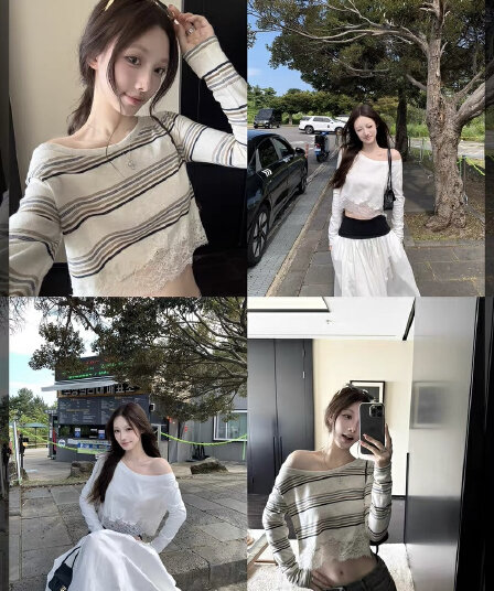 밤나무 코코아 bankelili Jiao 욕망 그리드 새싹 m1u 부서 레이스 조각 긴팔 티셔츠 여성 얇은 스타일 자외선 차단 여성