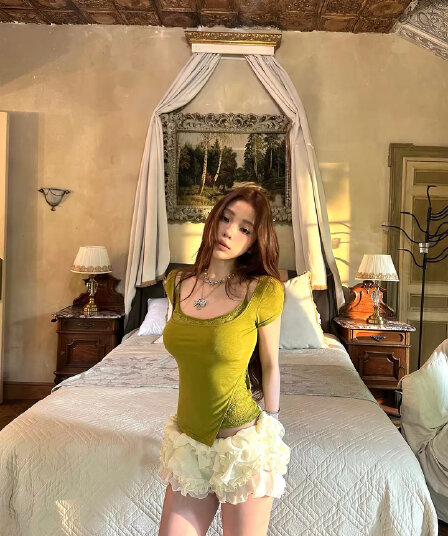 fallinfang 광장 약간의 웨이 팬 모니카 라이 경기 서울 광장 칼라 사실 두 조각 맨위 여성 여름 몸매 가꾸기 t