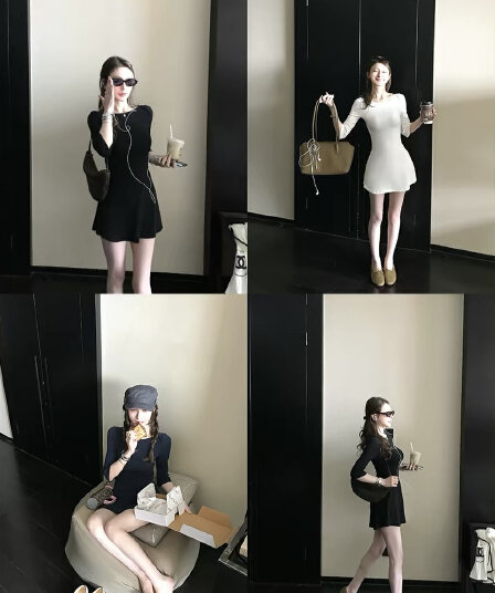 skk store 월요일 출퇴근 치마 210g 면 린넨 프랑스식 허리 수축 품격 부드러운 드레스 쇼트 스타일 치마 여름