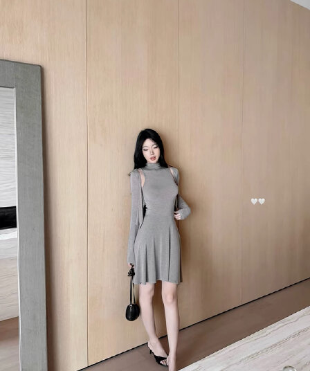 laareetoo 2 가지 색상 긴팔 오픈 가디건 여성 이른 가을 2026 새로운 몸매 가꾸기 슬림해 보이는 조끼 원피스 세트