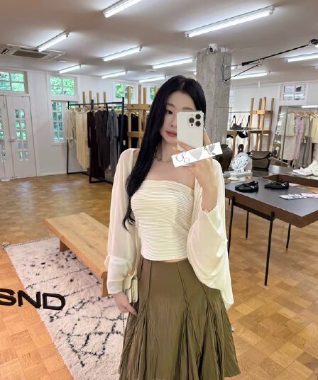 iris lumina 예약하기 어둡고 조용한 장난 구 oni 주간 실크 긴팔 세트 여성 이른 가을 튜브탑 외부 셔츠 투피스 세트