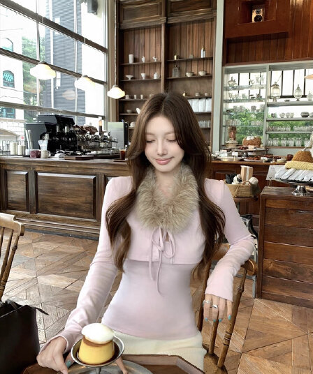 밤나무 코코아 bankelili 교토 아름다움 나이 한 부서 모피 칼라 오픈 가디건 슬립 사실 투피스 세트 몸매 가꾸기 긴팔