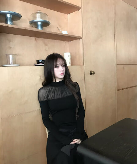 neurcz 주름 반하이넥 슬림해 보이는 긴팔 맨위 여성 가을 망사 패치워크 기본 셔츠 분위기 센스 인사이드 가져 가라.