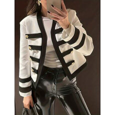 批发26年<b class='q'>欧美</b>新款装饰扣时尚V领配色开衫短秋装外套