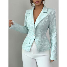 批发欧美提花2026高档外套新款时尚洋气气质印花修身西服薄款西装上衣