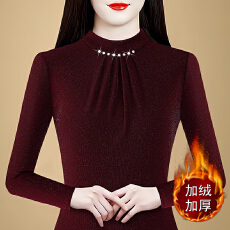 批发2025年冬季新款圆领加绒打底衫内搭女装网纱修身女士<b class='q'>T</b><b class='q'>恤</b>长袖小衫