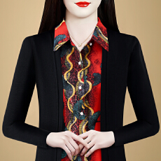 批发假俩件衬衫女时尚2026春秋季新款减龄百搭显瘦气质<b class='q'>妈妈装</b>长袖<b class='q'>上衣</b>